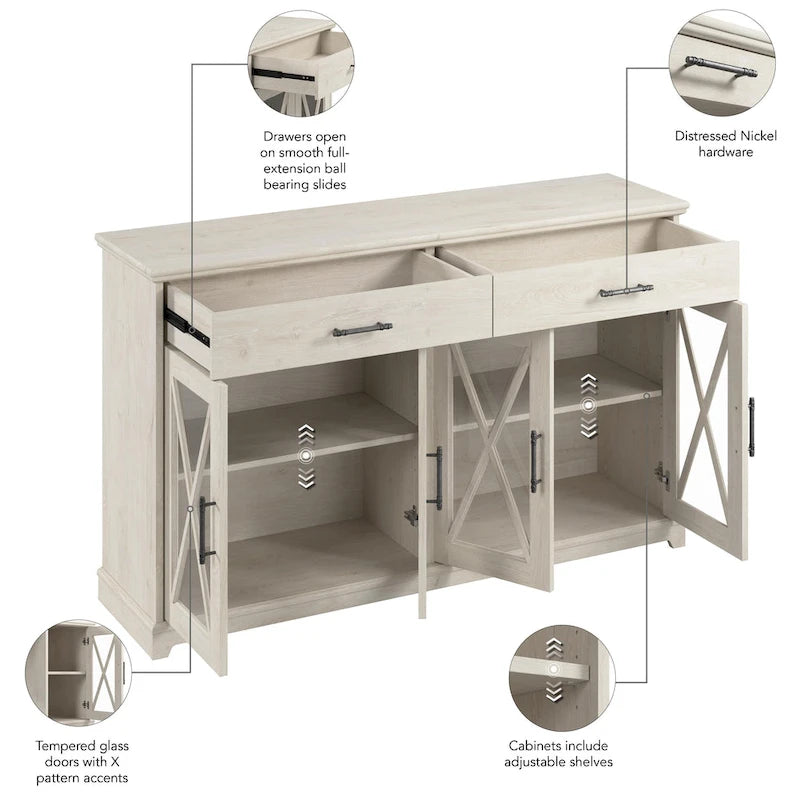 Buffet de cuisine Lennox 60W avec tiroirs par Bush Furniture