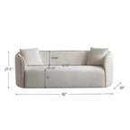 Canapé 3 places incurvé 82" en bouclette, beige/blanc