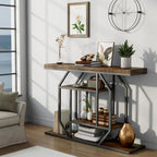 47.24 Table console rustique longue, table de rangement derrière le canapé avec 4 étagères