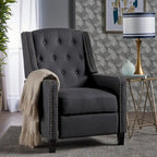 Fauteuil inclinable à dossier poussé en tissu – Marron / Gris foncé / Bleu sarcelle – Simple