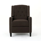 Fauteuil inclinable à dossier poussé en tissu – Marron / Gris foncé / Bleu sarcelle – Simple