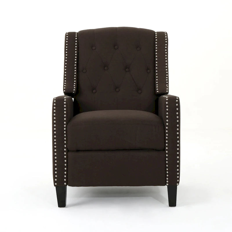 Fauteuil inclinable à dossier poussé en tissu – Marron / Gris foncé / Bleu sarcelle – Simple