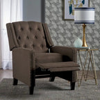 Fauteuil inclinable à dossier poussé en tissu – Marron / Gris foncé / Bleu sarcelle – Simple