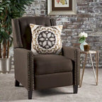 Fauteuil inclinable à dossier poussé en tissu – Marron / Gris foncé / Bleu sarcelle – Simple