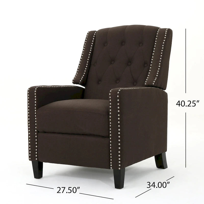 Fauteuil inclinable à dossier poussé en tissu – Marron / Gris foncé / Bleu sarcelle – Simple