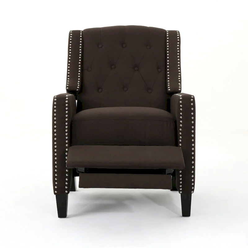 Fauteuil inclinable à dossier poussé en tissu – Marron / Gris foncé / Bleu sarcelle – Simple