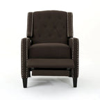 Fauteuil inclinable à dossier poussé en tissu – Marron / Gris foncé / Bleu sarcelle – Simple