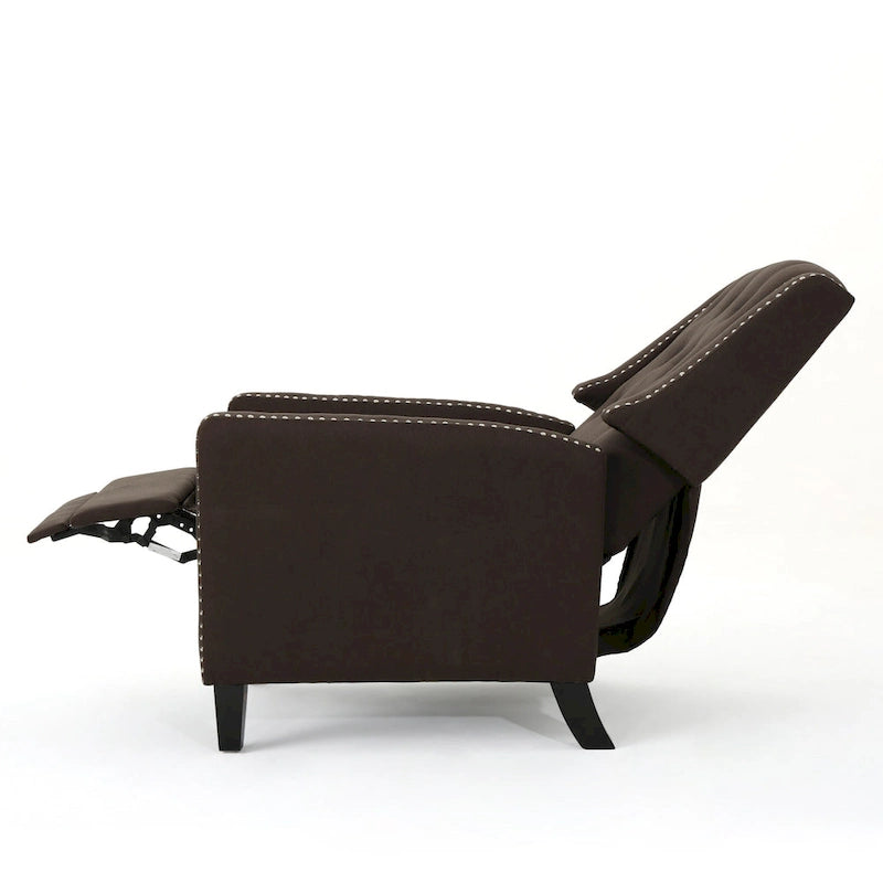 Fauteuil inclinable à dossier poussé en tissu – Marron / Gris foncé / Bleu sarcelle – Simple