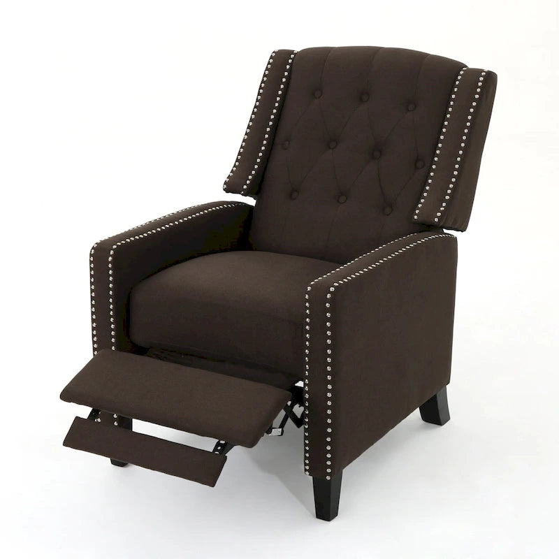 Fauteuil inclinable à dossier poussé en tissu – Marron / Gris foncé / Bleu sarcelle – Simple