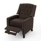 Fauteuil inclinable à dossier poussé en tissu – Marron / Gris foncé / Bleu sarcelle – Simple