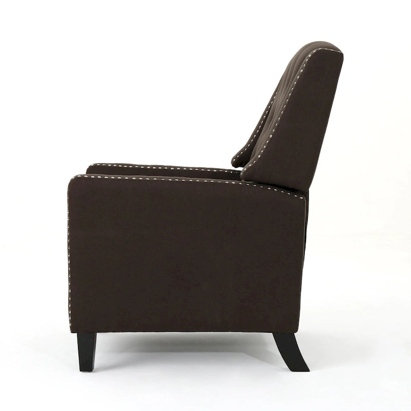 Fauteuil inclinable à dossier poussé en tissu – Marron / Gris foncé / Bleu sarcelle – Simple