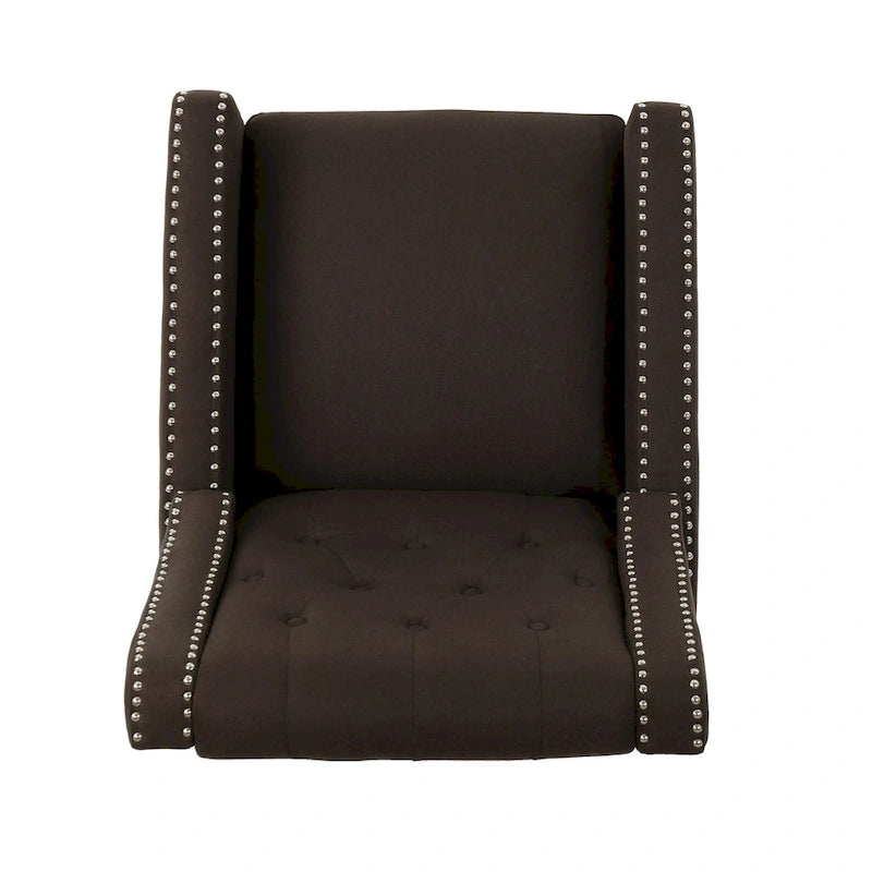 Fauteuil inclinable à dossier poussé en tissu – Marron / Gris foncé / Bleu sarcelle – Simple