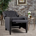 Fauteuil inclinable à dossier poussé en tissu – Marron / Gris foncé / Bleu sarcelle – Simple