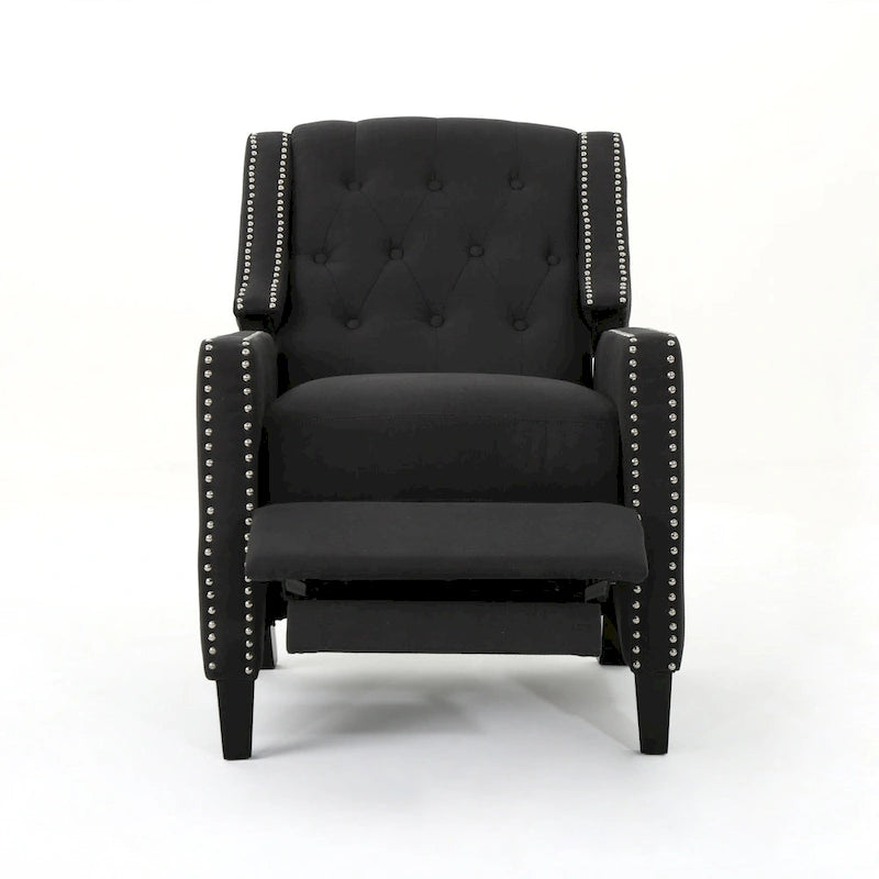Fauteuil inclinable à dossier poussé en tissu – Marron / Gris foncé / Bleu sarcelle – Simple