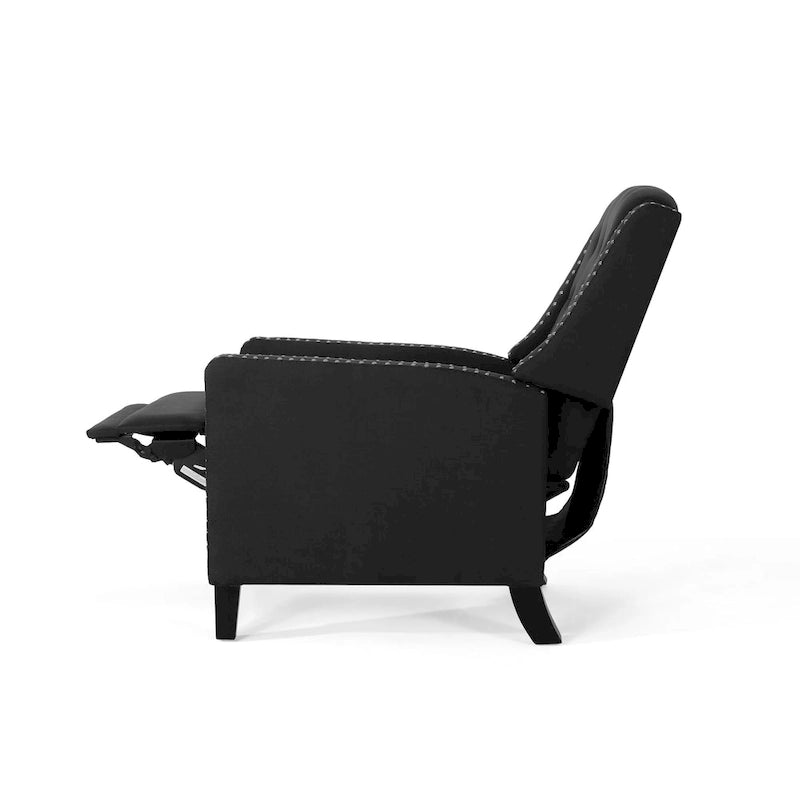 Fauteuil inclinable à dossier poussé en tissu – Marron / Gris foncé / Bleu sarcelle – Simple