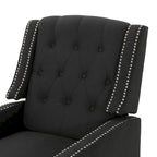 Fauteuil inclinable à dossier poussé en tissu – Marron / Gris foncé / Bleu sarcelle – Simple