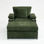 Fauteuil surdimensionné en chenille avec pouf et port USB