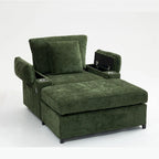 Fauteuil surdimensionné en chenille avec pouf et port USB