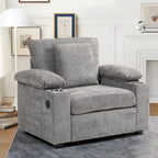 Fauteuil surdimensionné en chenille avec pouf et port USB