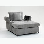 Fauteuil surdimensionné en chenille avec pouf et port USB