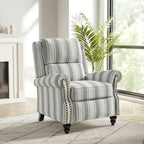 Fauteuil inclinable à dossier basculant, assise rembourrée et cloutée