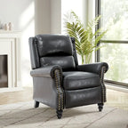 Fauteuil inclinable à dossier basculant, assise rembourrée et cloutée