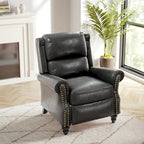 Fauteuil inclinable à dossier basculant, assise rembourrée et cloutée