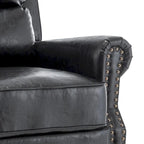 Fauteuil inclinable à dossier basculant, assise rembourrée et cloutée