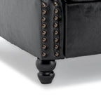 Fauteuil inclinable à dossier basculant, assise rembourrée et cloutée
