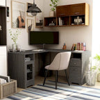 Bureau d'ordinateur en L Barlon Transitional de 59 pouces avec ports USB par Furniture of America