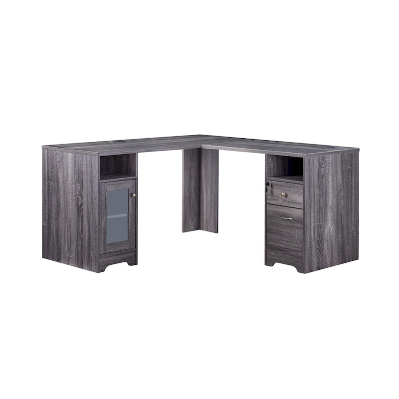 Bureau d'ordinateur en L Barlon Transitional de 59 pouces avec ports USB par Furniture of America
