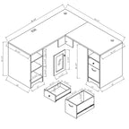 Bureau d'ordinateur en L Barlon Transitional de 59 pouces avec ports USB par Furniture of America