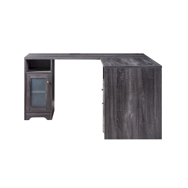 Bureau d'ordinateur en L Barlon Transitional de 59 pouces avec ports USB par Furniture of America