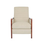 Fauteuil inclinable à pousser de style Mid-Century avec coutures en canaux – Bleu marine/Sable/Gris, cadre en noyer, 1 place