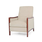 Fauteuil inclinable à pousser de style Mid-Century avec coutures en canaux – Bleu marine/Sable/Gris, cadre en noyer, 1 place