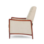 Fauteuil inclinable à pousser de style Mid-Century avec coutures en canaux – Bleu marine/Sable/Gris, cadre en noyer, 1 place