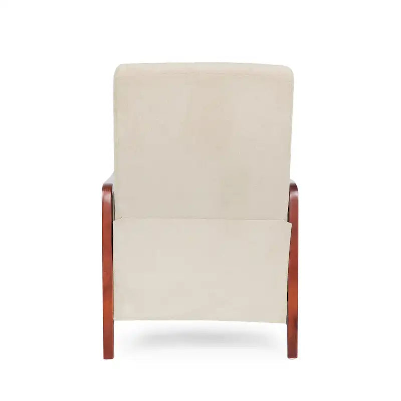 Fauteuil inclinable à pousser de style Mid-Century avec coutures en canaux – Bleu marine/Sable/Gris, cadre en noyer, 1 place