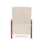 Fauteuil inclinable à pousser de style Mid-Century avec coutures en canaux – Bleu marine/Sable/Gris, cadre en noyer, 1 place