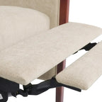Fauteuil inclinable à pousser de style Mid-Century avec coutures en canaux – Bleu marine/Sable/Gris, cadre en noyer, 1 place