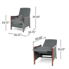 Fauteuil inclinable à pousser de style Mid-Century avec coutures en canaux – Bleu marine/Sable/Gris, cadre en noyer, 1 place