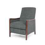 Fauteuil inclinable à pousser de style Mid-Century avec coutures en canaux – Bleu marine/Sable/Gris, cadre en noyer, 1 place