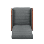 Fauteuil inclinable à pousser de style Mid-Century avec coutures en canaux – Bleu marine/Sable/Gris, cadre en noyer, 1 place