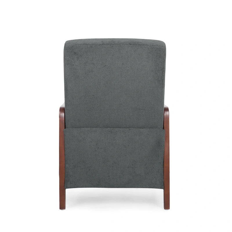 Fauteuil inclinable à pousser de style Mid-Century avec coutures en canaux – Bleu marine/Sable/Gris, cadre en noyer, 1 place