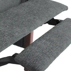 Fauteuil inclinable à pousser de style Mid-Century avec coutures en canaux – Bleu marine/Sable/Gris, cadre en noyer, 1 place