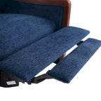Fauteuil inclinable à pousser de style Mid-Century avec coutures en canaux – Bleu marine/Sable/Gris, cadre en noyer, 1 place