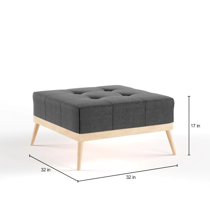 Christopher Knight Home Carson Lund Table basse/ottoman carré en tissu capitonné de style Mid-century