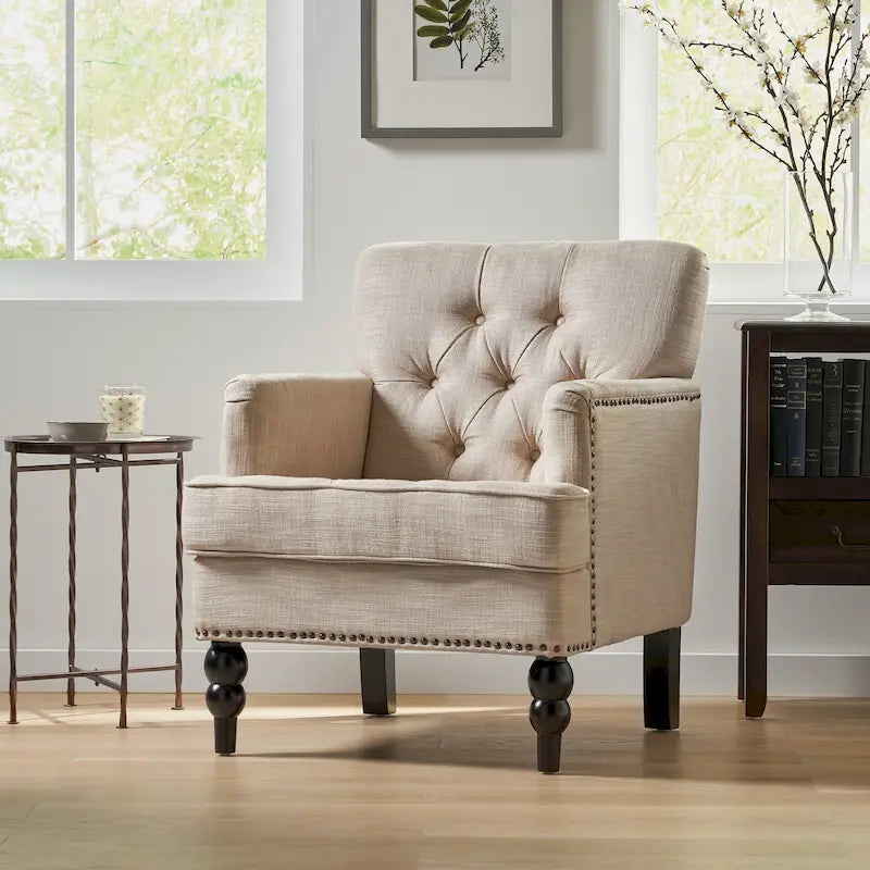 Fauteuil club en tissu à dossier capitonné Malone par Christopher Knight Home - 28,00 L x 29,50 l x 33,50 H