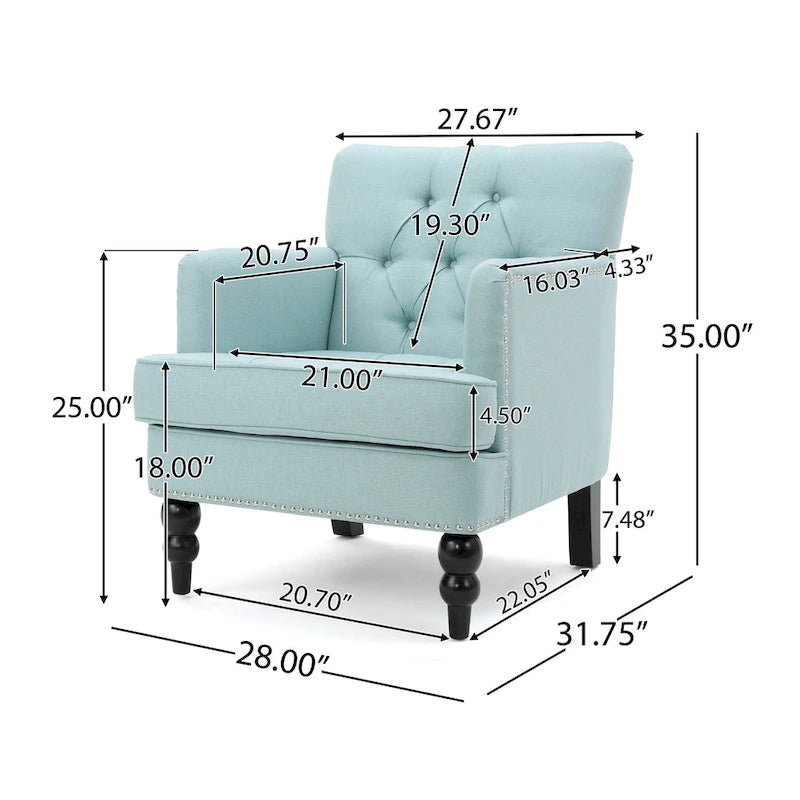 Fauteuil club en tissu à dossier capitonné Malone par Christopher Knight Home - 28,00 L x 29,50 l x 33,50 H