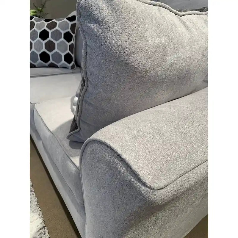 Canapé 3 places à dossier souple en tissu chocolat / gris / argent