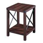 Table d'appoint rustique Ledel de style ferme avec étagère de rangement